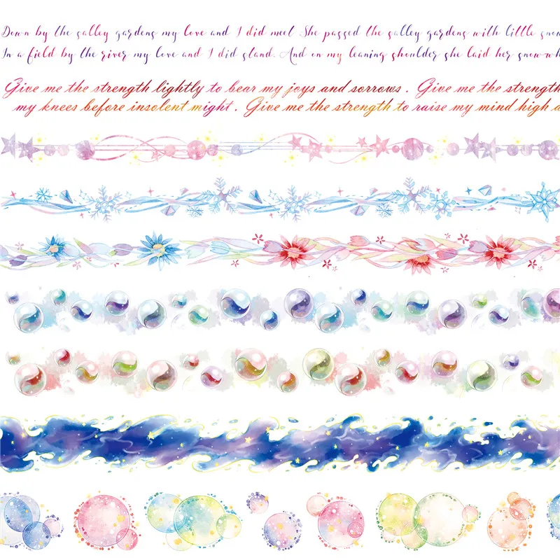 9Designs NEW Flowers/Bubble/Letter/Snowflake Pattern Japanese Washi Decorative Adhesive DIY Masking Paper Tape Sticker Label
9Designs NEW Flowers/Bubble/Letter/Snowflake Pattern Japanese Washi Decorative Adhesive DIY Masking Paper Tape Sticker Label