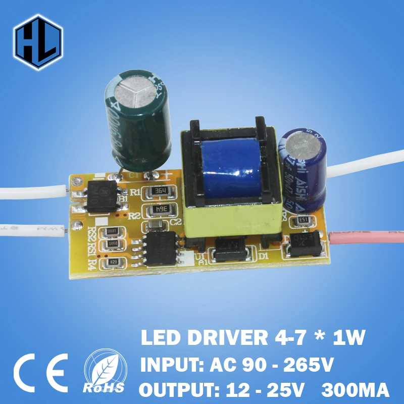 4-7W LED Light Driver Transformer Power Supply Adapter Input AC90-265V Output DC12-25V Constant Current 280-300mA for Led Lamp
4-7W LED Light Driver Transformer Power Supply Adapter Input AC90-265V Output DC12-25V Constant Current 280-300mA for Led Lamp