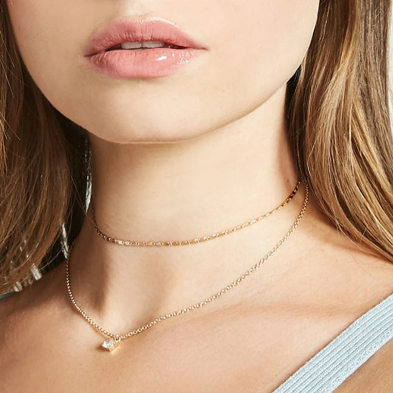Poputton Female Gold Color Double Layer Necklace Collier Femme Double Chain Rhinestone Choker Necklaces for Women 2018 Jewerly
Poputton Female Gold Color Double Layer Necklace Collier Femme Double Chain Rhinestone Choker Necklaces for Women 2018 Jewerly