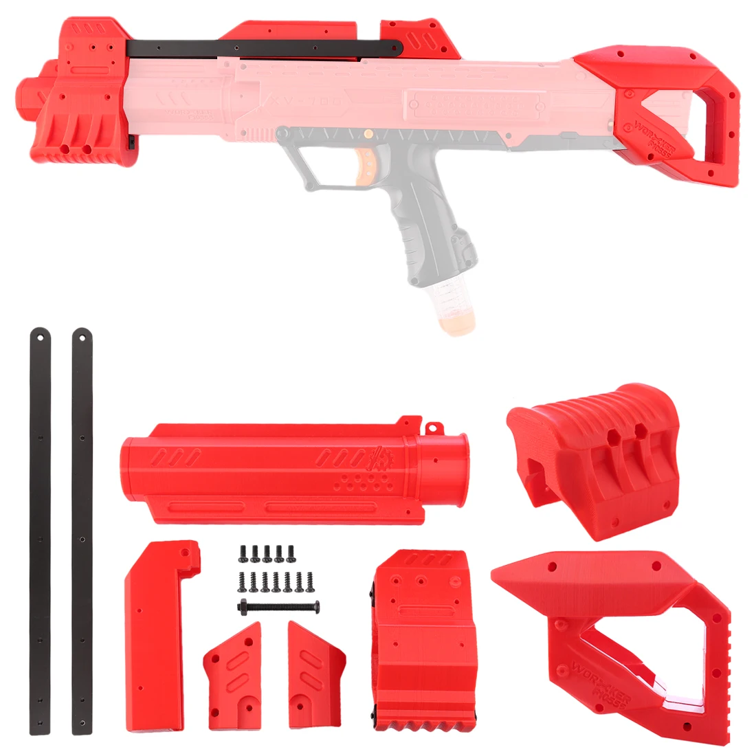WORKER F10555 3D Printing Front Tube Pull-down Kit + Shoulder Stock for Nerf Rival Apollo XV-700 - Red
WORKER F10555 3D Printing Front Tube Pull-down Kit + Shoulder Stock for Nerf Rival Apollo XV-700 - Red