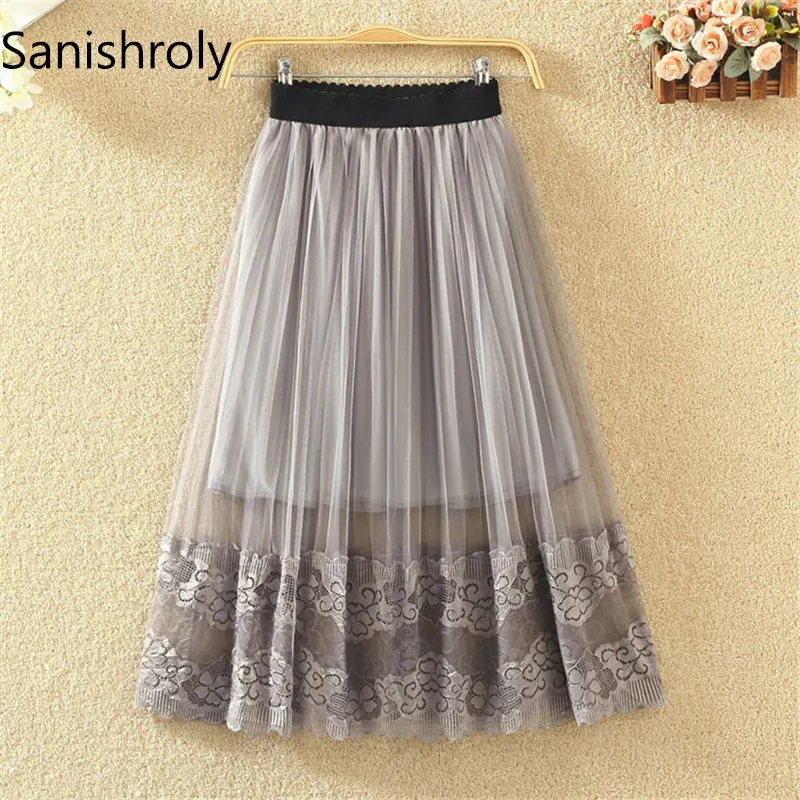 Sanishroly 2018 Summer Women Hollow Out Lace Mesh Skirt Female Elastic High Waist Pleated Skirts Mid-Long Tutu A-Line Skirt S092
Sanishroly 2018 Summer Women Hollow Out Lace Mesh Skirt Female Elastic High Waist Pleated Skirts Mid-Long Tutu A-Line Skirt S092