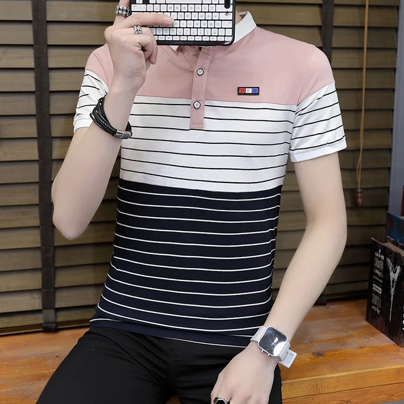 High-end men's short-sleeved T-shirt Summer new high-necked shirt youth outdoor casual sports striped head
High-end men's short-sleeved T-shirt Summer new high-necked shirt youth outdoor casual sports striped head