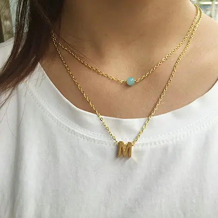 Fashion charm gold letter M necklace pendant for women simple light green bead dainty lariat chain choker layered delicate gift
Fashion charm gold letter M necklace pendant for women simple light green bead dainty lariat chain choker layered delicate gift