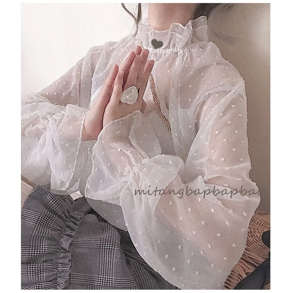 Japanese wave point gentle sweet lolita shirt transparent lace kawaii girl daily victorian shirt gothic lolita top loli cosplay
Japanese wave point gentle sweet lolita shirt transparent lace kawaii girl daily victorian shirt gothic lolita top loli cosplay