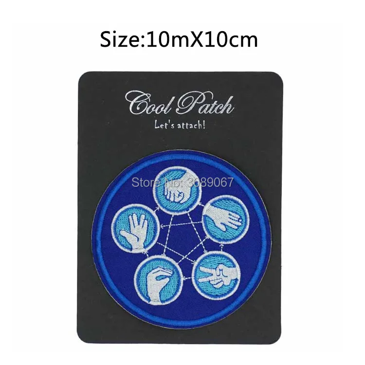 4" Big Bang Theory Rock Paper Scissors Lizard Spock TV MOVIE Series Uniform punk rockabilly applique costume iron on patch
4" Big Bang Theory Rock Paper Scissors Lizard Spock TV MOVIE Series Uniform punk rockabilly applique costume iron on patch