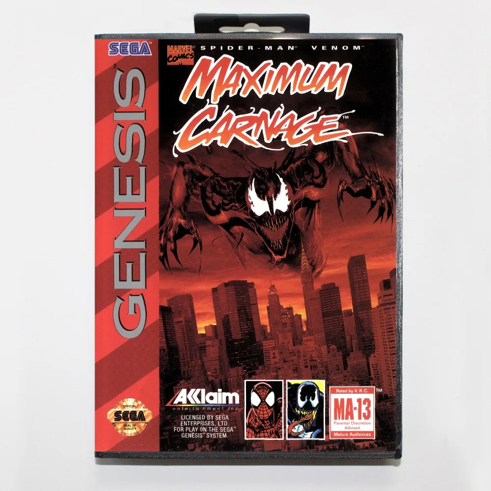 Spider Man And Venom Maximum Carnage 16 Bit MD Game Card Include Retail Box For Sega Genesis & Mega Drive
Spider Man And Venom Maximum Carnage 16 Bit MD Game Card Include Retail Box For Sega Genesis & Mega Drive