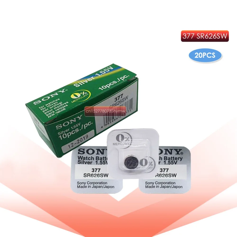 20pcs NEW SONY 100% Original 377 SR626SW 626 SR626 V377 AG4 Watch Battery Button Coin Cell MADE IN JAPAN
20pcs NEW SONY 100% Original 377 SR626SW 626 SR626 V377 AG4 Watch Battery Button Coin Cell MADE IN JAPAN