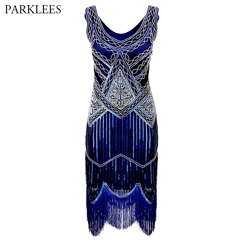 Women's Royal Blue Sequin Glitter Embellished Flapper Dress Party Prom Fringe Midi Dress Women Art Deco Retro Tank Dress Vestido
Women's Royal Blue Sequin Glitter Embellished Flapper Dress Party Prom Fringe Midi Dress Women Art Deco Retro Tank Dress Vestido