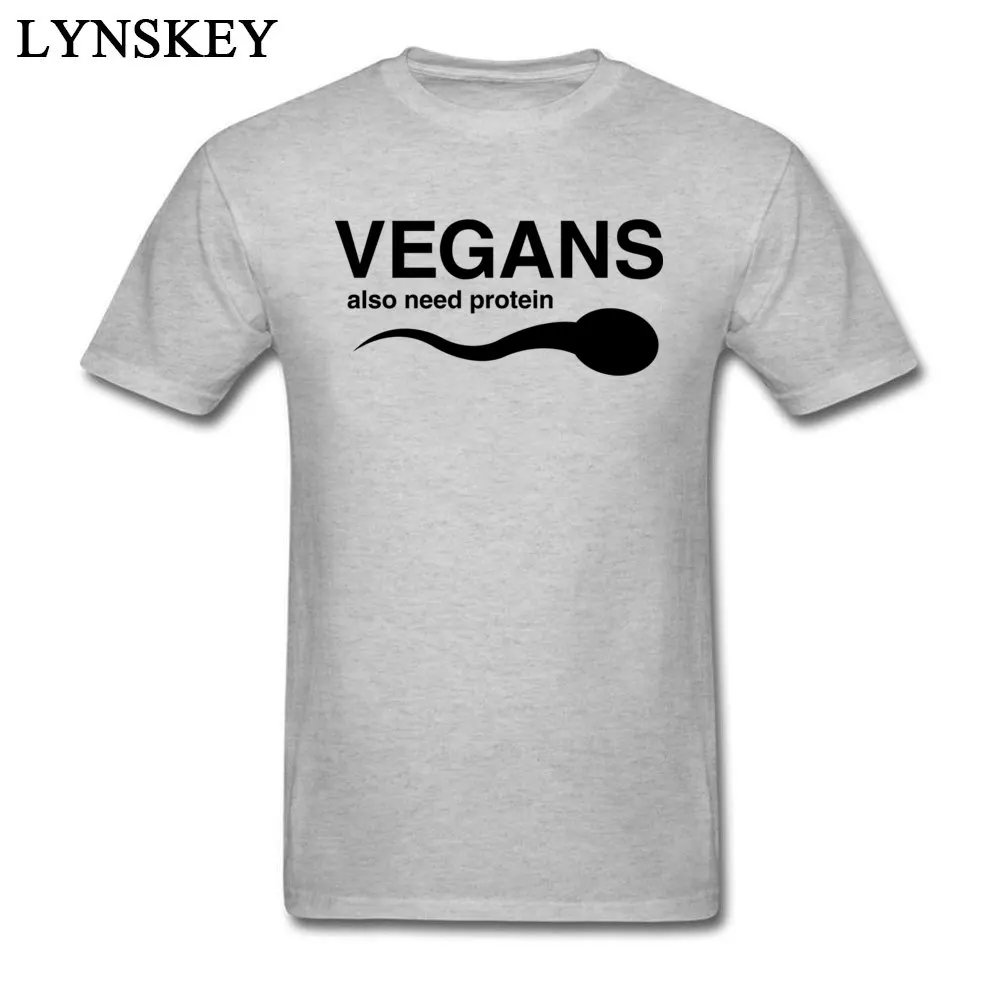 Design T Shirts Company Round Neck Vegans Also Need Protein 100% Cotton Adult Tops Shirt Design Short Sleeve Tee-Shirts Vegans Also Need Protein grey