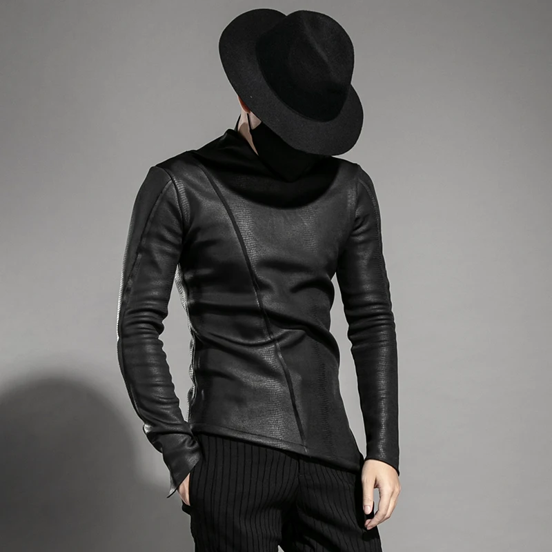 Winter Europe and America men personality asymmetrical snake pattern plus velvet thick high collar long-sleeved T-shirt
Winter Europe and America men personality asymmetrical snake pattern plus velvet thick high collar long-sleeved T-shirt