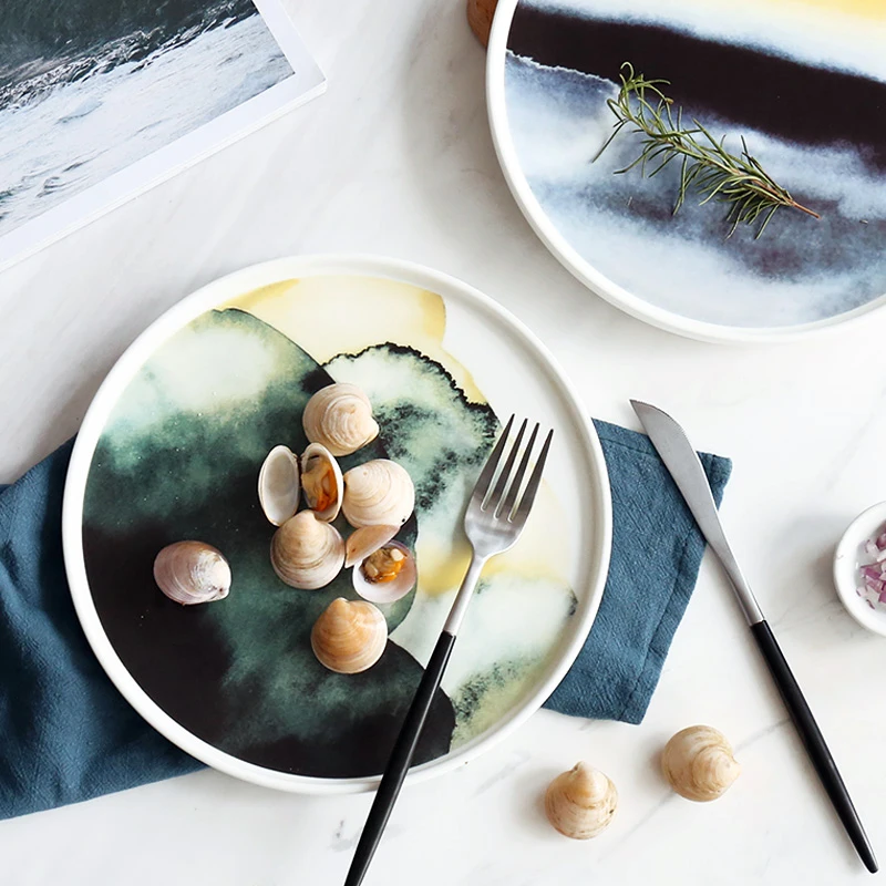 9 inch Ink Wash Painting Bone China Pasta Plate Pastry Fruit Steak Ceramic Tableware Dinner Set Dish Dessert Plate Cake Tray
9 inch Ink Wash Painting Bone China Pasta Plate Pastry Fruit Steak Ceramic Tableware Dinner Set Dish Dessert Plate Cake Tray