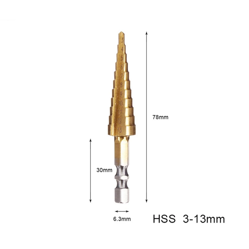 SWDPORT 3-13mm HSS Titanium Coated Stepped Drill Power Bit Tool Carbide Drill Mini Drill Bit Tool Metal Driling Twist Drill Bit
SWDPORT 3-13mm HSS Titanium Coated Stepped Drill Power Bit Tool Carbide Drill Mini Drill Bit Tool Metal Driling Twist Drill Bit