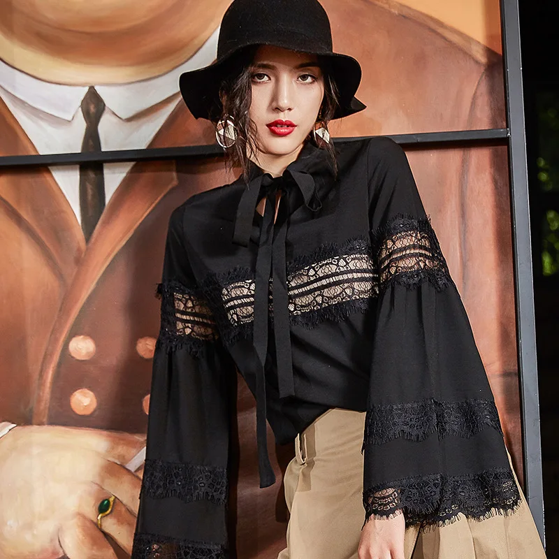 LANMREM 2019 New Fashion Black Poullover Shirt For Women Spring Summer Lace Hollow Out Tie Long Sleeve Blouse Vestido YG61301
LANMREM 2019 New Fashion Black Poullover Shirt For Women Spring Summer Lace Hollow Out Tie Long Sleeve Blouse Vestido YG61301