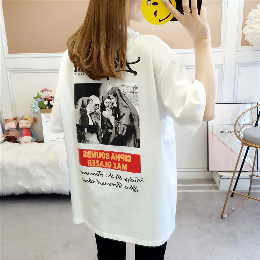 2019 Summer new Fashion Letter Print White T shirts Women Harajuku Simple T shirt Female Loose tops Roupas Feminina Dropshipping
2019 Summer new Fashion Letter Print White T shirts Women Harajuku Simple T shirt Female Loose tops Roupas Feminina Dropshipping
