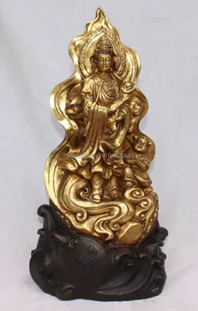 17" Bronze Gilt Kwan-yin Bodhisattva Goddess Hold Ruyi Tongzi Kid Buddha Statue
17" Bronze Gilt Kwan-yin Bodhisattva Goddess Hold Ruyi Tongzi Kid Buddha Statue