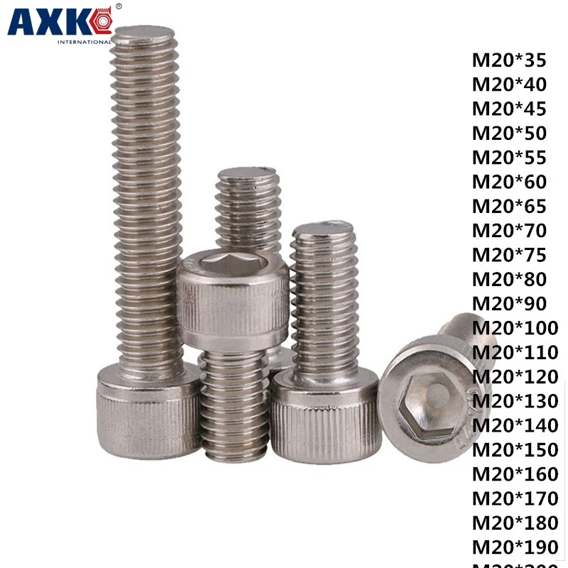 AXK 1pcs 316 stainless steel cylindrical cup head hexagonal screw nail M20*35mm-200mm
AXK 1pcs 316 stainless steel cylindrical cup head hexagonal screw nail M20*35mm-200mm