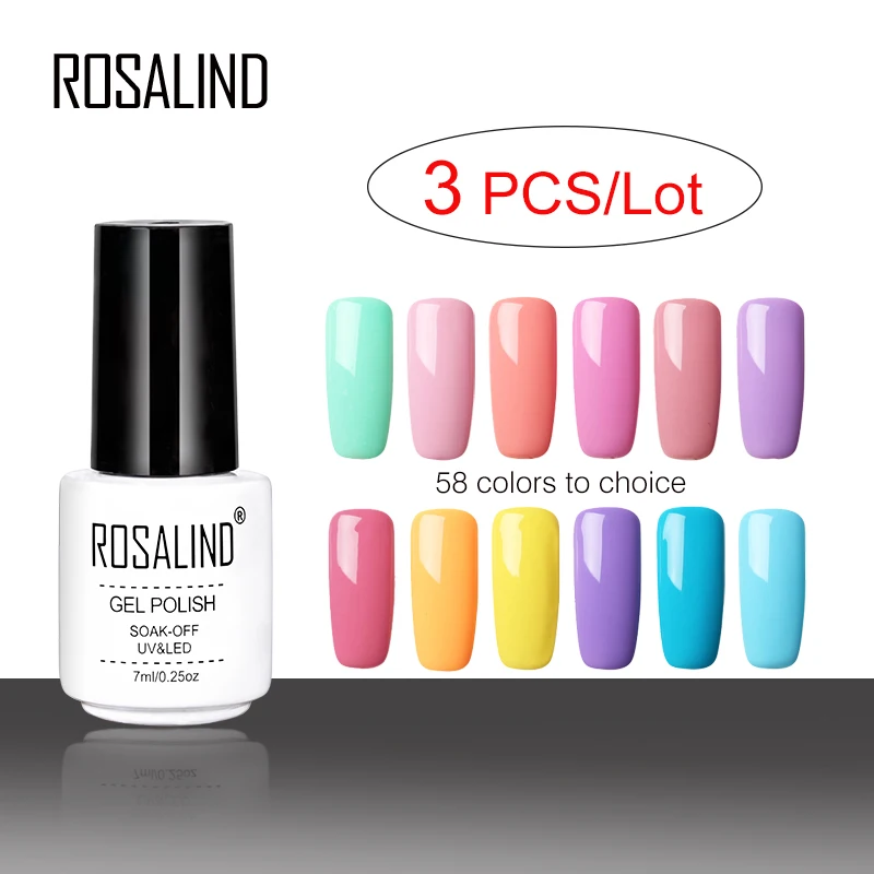 Гель-лак для ногтей ROSALIND 3 шт./лот чистый белая бутылка УФ-и LED отмачиваемый |