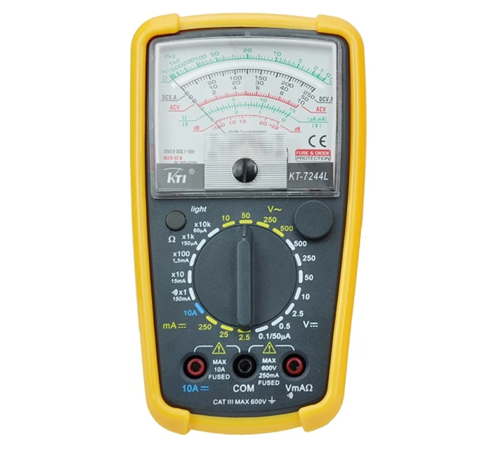 KTI Selling High quality KT7244L Sensitivity Analog Multimeter Volt meter ACV DCV DCA OHM Tester.
KTI Selling High quality KT7244L Sensitivity Analog Multimeter Volt meter ACV DCV DCA OHM Tester.