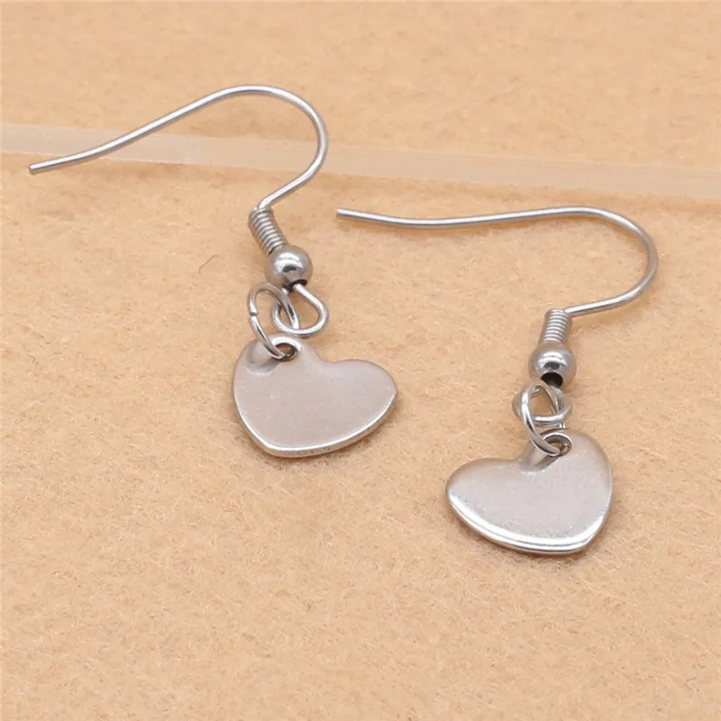 

316 L Stainless Steel Women Brief Drop Earrings Heart Shape Charms Never Fade Anti allergy