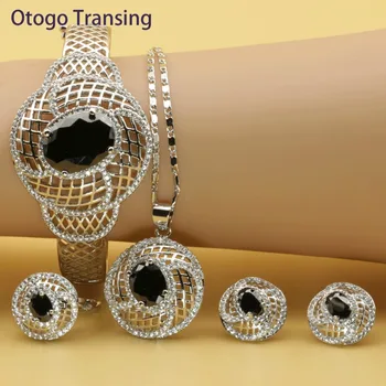 Otogo Transing wholesale 2019 Silver Color Jewelry Set Fashion Charm Black Crystal Ring Earrings Necklace Bracelet Flower SET206
Otogo Transing wholesale 2019 Silver Color Jewelry Set Fashion Charm Black Crystal Ring Earrings Necklace Bracelet Flower SET206