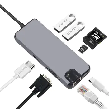 HOT-USB C Hub HDMI VGA Ethernet Lan RJ45 Adapter for Macbook Pro, Type C hub Card Reader 2 USB 3.0 + Type-C Charging port
HOT-USB C Hub HDMI VGA Ethernet Lan RJ45 Adapter for Macbook Pro, Type C hub Card Reader 2 USB 3.0 + Type-C Charging port