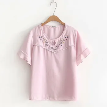 Plus size O-Neck puff Sleeve women t shirt 2018 chiffon t-shirt women tops Plum blossom Embroidered summer tee shirt femme
Plus size O-Neck puff Sleeve women t shirt 2018 chiffon t-shirt women tops Plum blossom Embroidered summer tee shirt femme