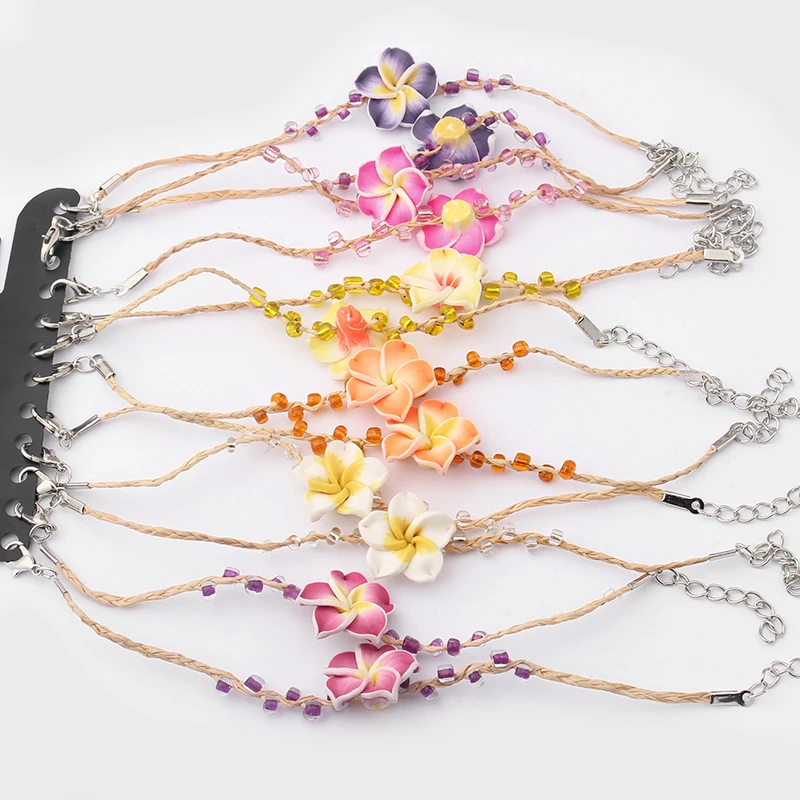 12pcs mixed color Natural Woven Raffia Plumeria Flower Fimo Clay Lucky Bracelets Fine Jewelry
12pcs mixed color Natural Woven Raffia Plumeria Flower Fimo Clay Lucky Bracelets Fine Jewelry