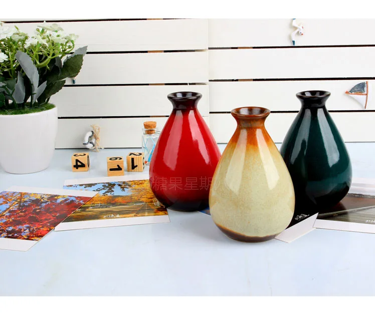 Image 1PC Brief Modern Artificial Flower Ceramic Vase Floret Bottle Fashion Desktop Decorative Flowers Vases JL 059