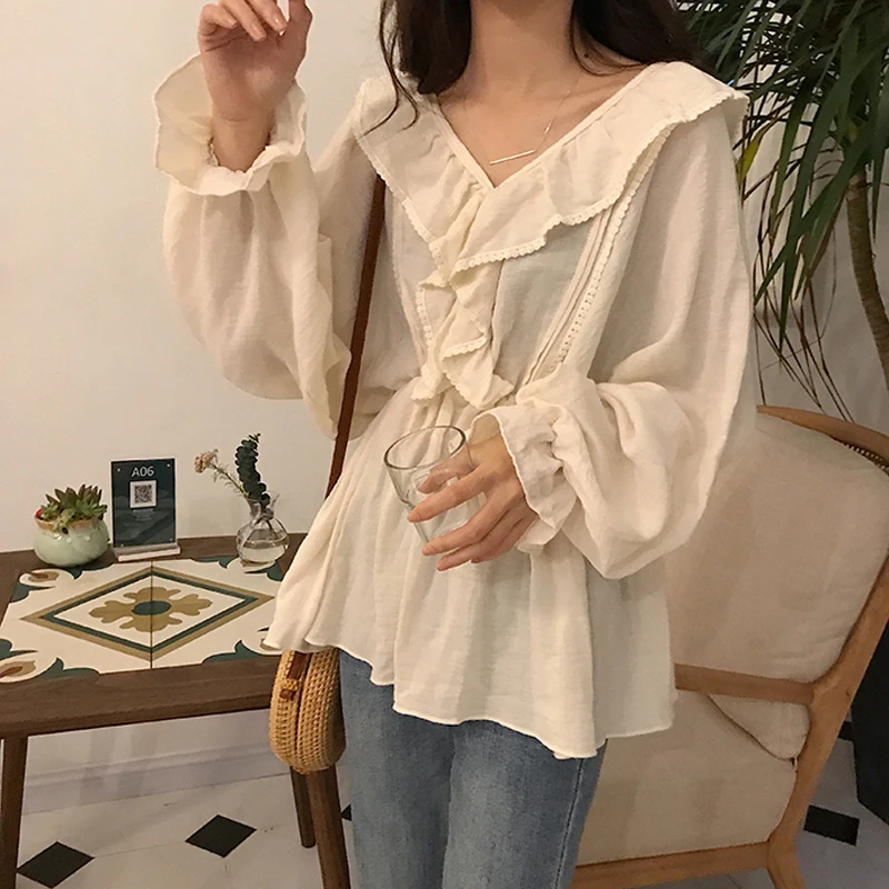 High Waist Ruffles Shirt Women Top Spring Summer Lady Romantic Blouse Chemise Femme Chemisier Blusa Mujer Camisa
High Waist Ruffles Shirt Women Top Spring Summer Lady Romantic Blouse Chemise Femme Chemisier Blusa Mujer Camisa