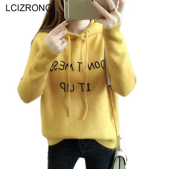 Spring Fashion Letter Print Knitted Hooded Pullovers Women Casual Long Sleeve Sweater Tops Sweet Warm Sweater Female
Spring Fashion Letter Print Knitted Hooded Pullovers Women Casual Long Sleeve Sweater Tops Sweet Warm Sweater Female