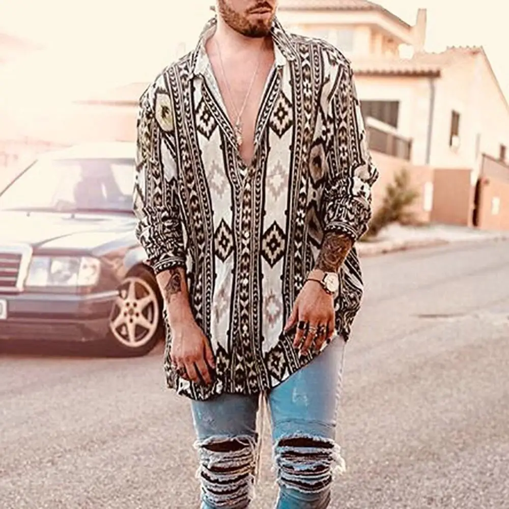 3XL NEW HOT Men's Baggy vintage Print Long Sleeve Button turn-down Collar Shirts male Tops clothing summer fashion Blouse roupas
3XL NEW HOT Men's Baggy vintage Print Long Sleeve Button turn-down Collar Shirts male Tops clothing summer fashion Blouse roupas