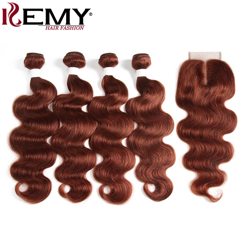 KEMY HAIR Pre-Colored Human Hair 4 Bundle With 4*4 Lace Closure Auburn Color Non-remy Brazilian Body Wave 100% Human Hair Weave
KEMY HAIR Pre-Colored Human Hair 4 Bundle With 4*4 Lace Closure Auburn Color Non-remy Brazilian Body Wave 100% Human Hair Weave