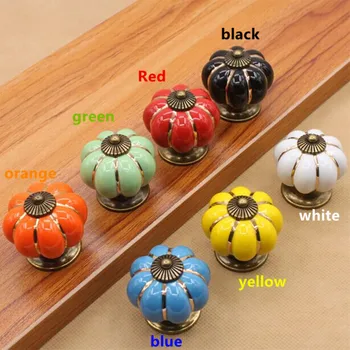 Seven color pumpkin ceramic dresser pulls drawer knobs antique brass kitchen cabinet handles Rustico retro rural porcelain knobs
Seven color pumpkin ceramic dresser pulls drawer knobs antique brass kitchen cabinet handles Rustico retro rural porcelain knobs