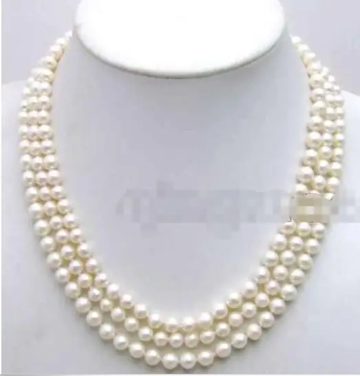 Hot sale new Style >>>>>SALE AA 7-8mm naural White Pearl 3 Strand Necklace Unique S925 Silver Clasp
Hot sale new Style >>>>>SALE AA 7-8mm naural White Pearl 3 Strand Necklace Unique S925 Silver Clasp