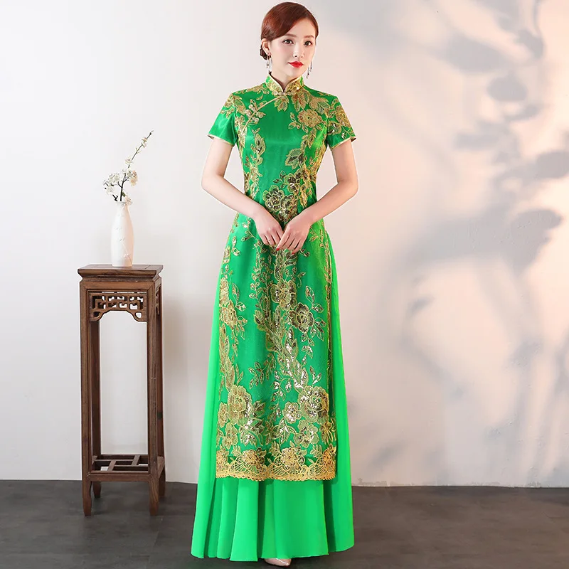Printed Slim Vietnam Aodai Qipao Sexy Mesh Chinese Women Dress Vintage Mandarin Collar Flower Cheongsam Oversize 3XL 4XL 5XL
Printed Slim Vietnam Aodai Qipao Sexy Mesh Chinese Women Dress Vintage Mandarin Collar Flower Cheongsam Oversize 3XL 4XL 5XL