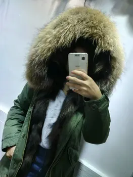 Wholesale Army green jacket black and green fox fur inside coats large natural raccoon fur collar coats hooded outerwear
Wholesale Army green jacket black and green fox fur inside coats large natural raccoon fur collar coats hooded outerwear