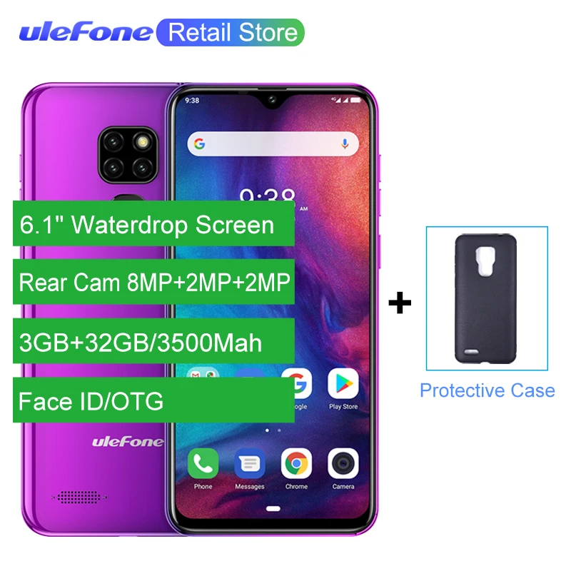 Ulefone Note 7P 4G Smartphone 6.1" Waterdrop screen 3GB 32GB Quad Core 3500mAh Face ID Fingerprint OTG Android 9.0 mobile phones
Ulefone Note 7P 4G Smartphone 6.1" Waterdrop screen 3GB 32GB Quad Core 3500mAh Face ID Fingerprint OTG Android 9.0 mobile phones