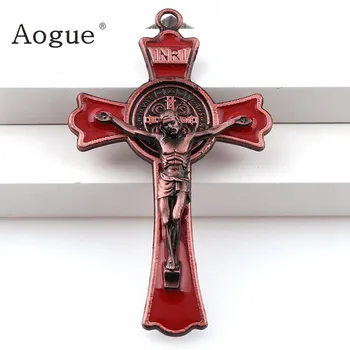 

Colorful Enamel Jesus Crucifix Double Draw Crosses Charms INRI Saint Benedict Crucifix Pendants For Pendants Necklace