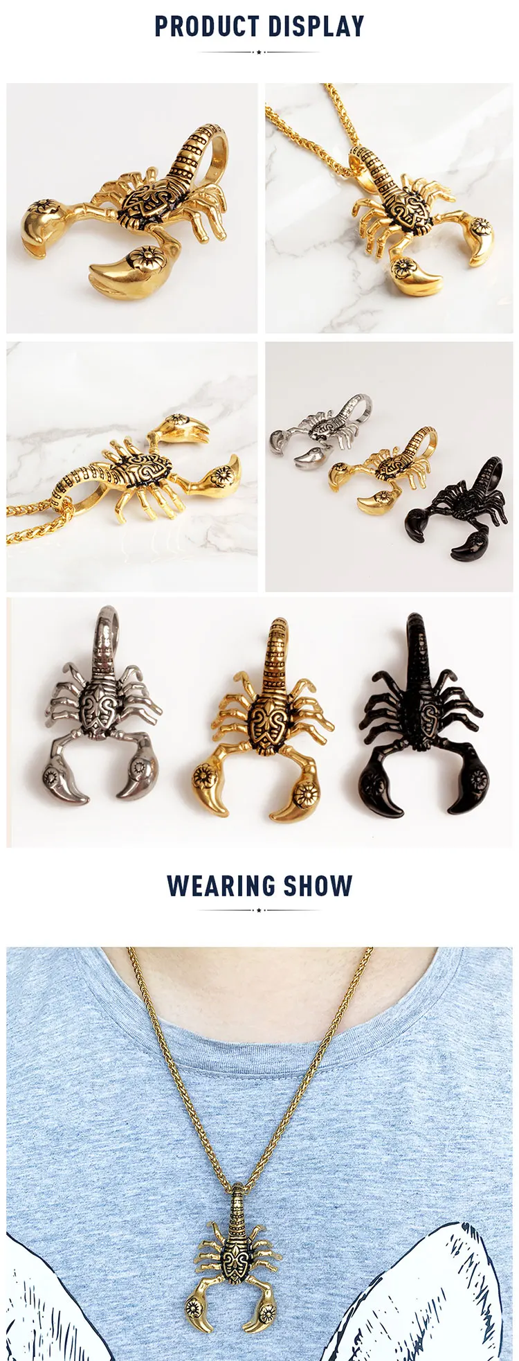 happy one】2018 New N037 Scorpion Pendant Stainless Steel Men