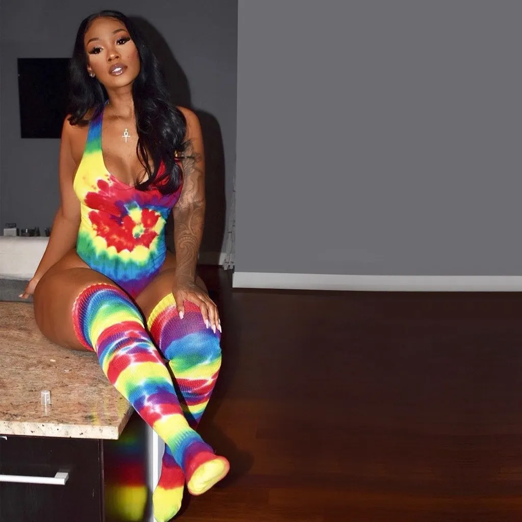 Tie Dye Print Sleeveless Summer Bodysuit Rave Clothes Women Fashion Skinny Short Jumpsuit Beachwear Scoop Neck One Piece
Tie Dye Print Sleeveless Summer Bodysuit Rave Clothes Women Fashion Skinny Short Jumpsuit Beachwear Scoop Neck One Piece