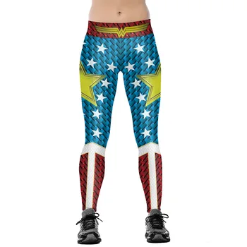 Women Wonder Woman Thematic Fitness Leggings Elastic Fiber Hiphop Party Cheerleader Rooter Workout Pants Trousers 
Women Wonder Woman Thematic Fitness Leggings Elastic Fiber Hiphop Party Cheerleader Rooter Workout Pants Trousers