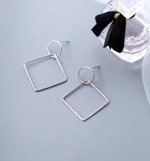 Authentic Real 100% 925 Sterling Silver fine Jewelry GEOMETRIC Square & Lucly Circle Dangle Earrings gtle2411
Authentic Real 100% 925 Sterling Silver fine Jewelry GEOMETRIC Square & Lucly Circle Dangle Earrings gtle2411