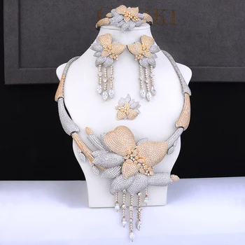 SISCATHY Charms Flower Tassels Necklace Earrings Bangle Ring Jewelry Sets For Women Dubai Bridal Wedding jewelry Sets Making 
SISCATHY Charms Flower Tassels Necklace Earrings Bangle Ring Jewelry Sets For Women Dubai Bridal Wedding jewelry Sets Making
