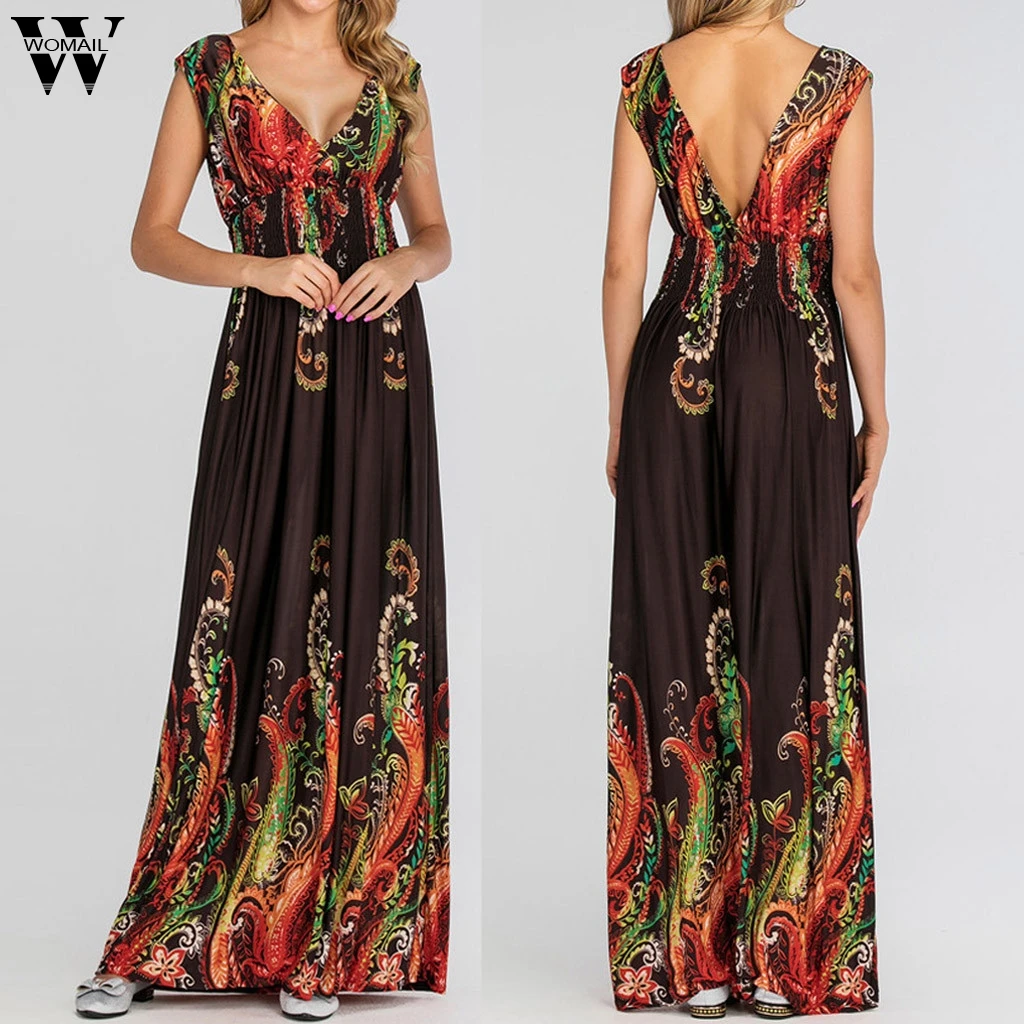 Womail Women dress Summer Sexy Casual Printing Sleeveless V-Neck Long Open BackDress Natural Print Plus Size party dress 3XL-7XL
Womail Women dress Summer Sexy Casual Printing Sleeveless V-Neck Long Open BackDress Natural Print Plus Size party dress 3XL-7XL