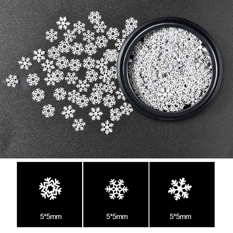 MYBORMULA 1 Box Metal White Snowflake Nail Sequins Christmas Flakies Manicure Nail Art 3D Decorations 5.5*5.5mm Mix 3 designs
MYBORMULA 1 Box Metal White Snowflake Nail Sequins Christmas Flakies Manicure Nail Art 3D Decorations 5.5*5.5mm Mix 3 designs