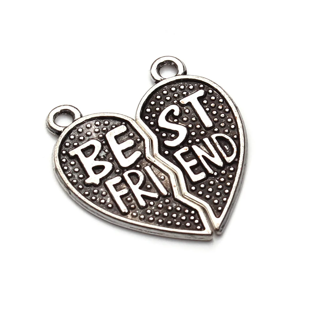 Fashionable 5 sets/Lot 26mm*29mm Antique Silver Plated heart charm Best friend Charms Pendants For Jewelry Making
Fashionable 5 sets/Lot 26mm*29mm Antique Silver Plated heart charm Best friend Charms Pendants For Jewelry Making