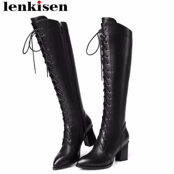 Lenkisen british style oxford zipper pointed toe plus size cow leather thick high heels retro classic woman mid-calf boots L10
Lenkisen british style oxford zipper pointed toe plus size cow leather thick high heels retro classic woman mid-calf boots L10