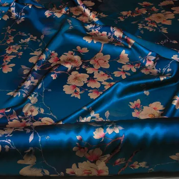 Silk elastic satin cheongsam fabric spring and summer silk fabric peacock blue silk satin crepe
Silk elastic satin cheongsam fabric spring and summer silk fabric peacock blue silk satin crepe