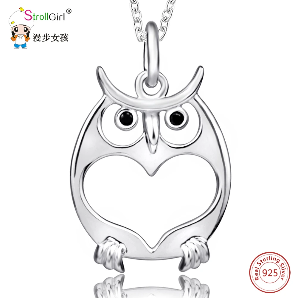 StrollGirl 925 Sterling Silver Chain Owl with Love Heart Pendants & Necklaces For Women Black Zirconia Fashion Jewelry Collier
StrollGirl 925 Sterling Silver Chain Owl with Love Heart Pendants & Necklaces For Women Black Zirconia Fashion Jewelry Collier