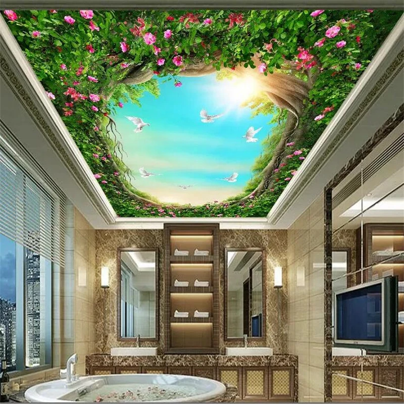 beibehang Customized large wallpaper mural 3d fantasy forest fairy white dove flower vine ceiling zenith mural ceiling wallpaper
beibehang Customized large wallpaper mural 3d fantasy forest fairy white dove flower vine ceiling zenith mural ceiling wallpaper